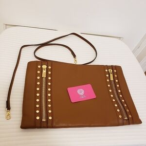 NWOT Vince Camuto Mocha Bisque In Color Leather Large Clutch/Crossbody, …
